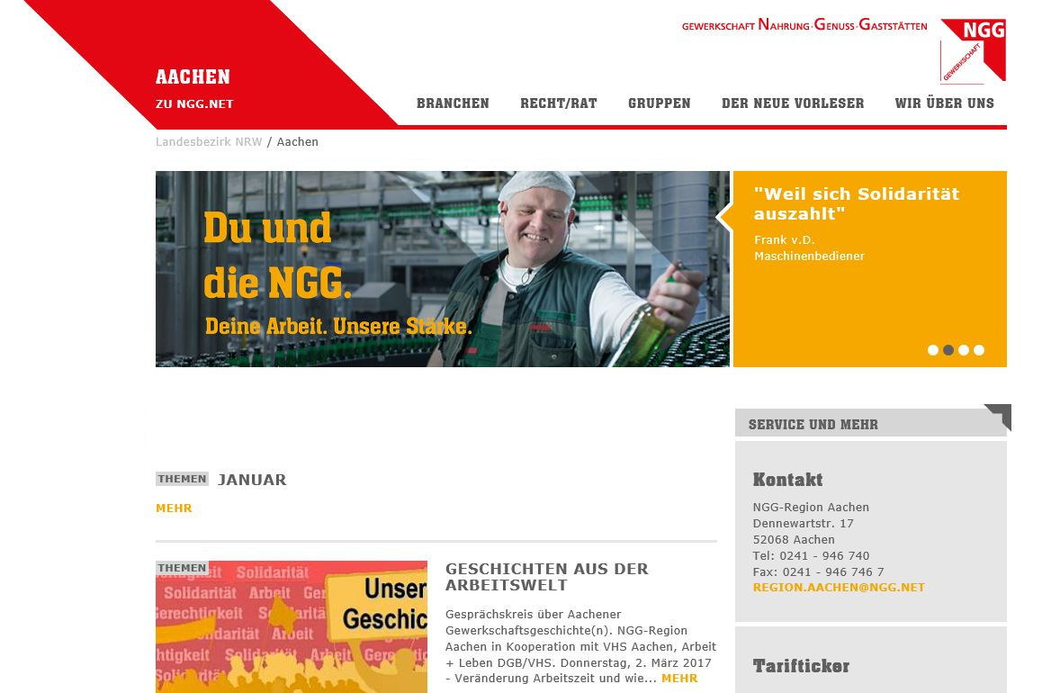 Homepage NGG-Region Aachen